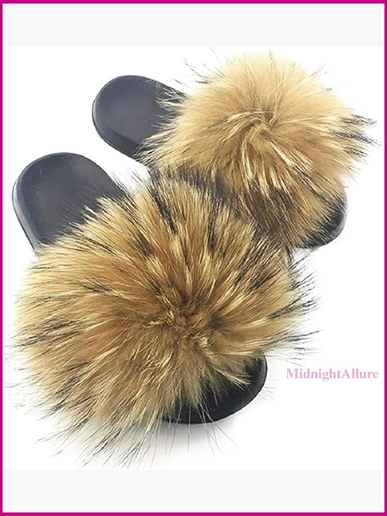 Faux Fur Slides Women's Size 11 Fuzzy Slippers Indoor Outdoor